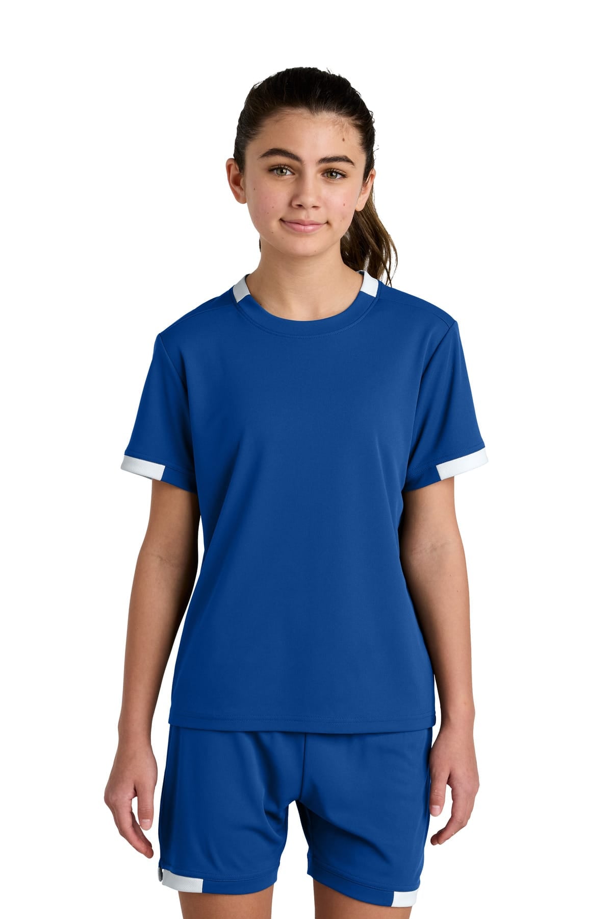Sport-Tek YST440 XS / True Royal/ White Sport-Tek YST440 Youth Club Short Sleeve Crew