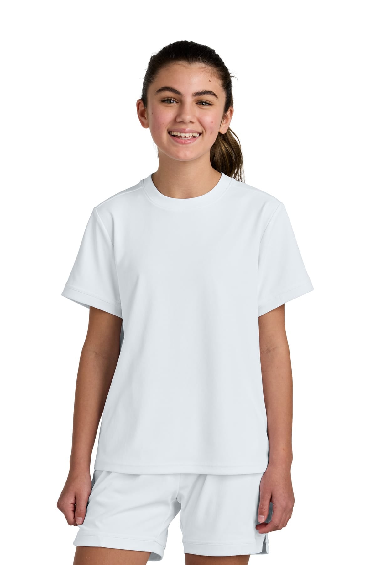 Sport-Tek YST440 XS / White/ White Sport-Tek YST440 Youth Club Short Sleeve Crew