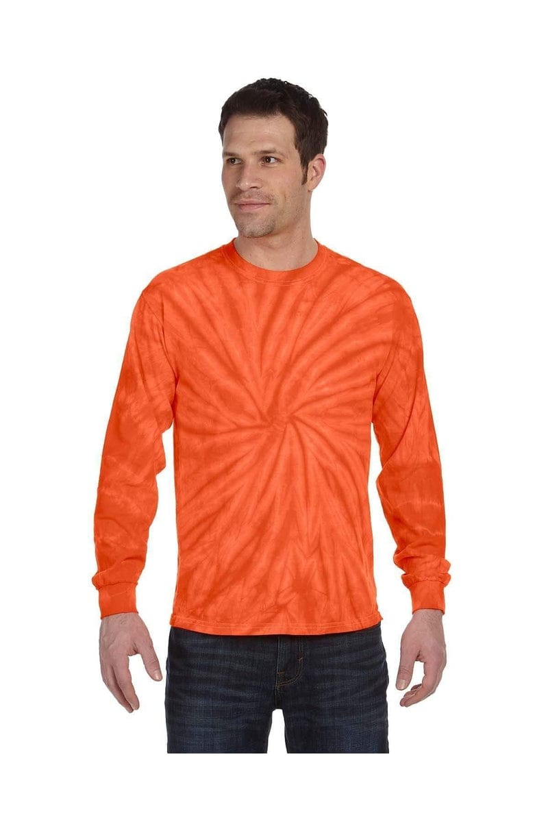 Tie-Dye T-Shirts S / Spider Orange Tie-Dye CD2000: Adult 5.4 oz. 100% Cotton Long-Sleeve T-Shirt