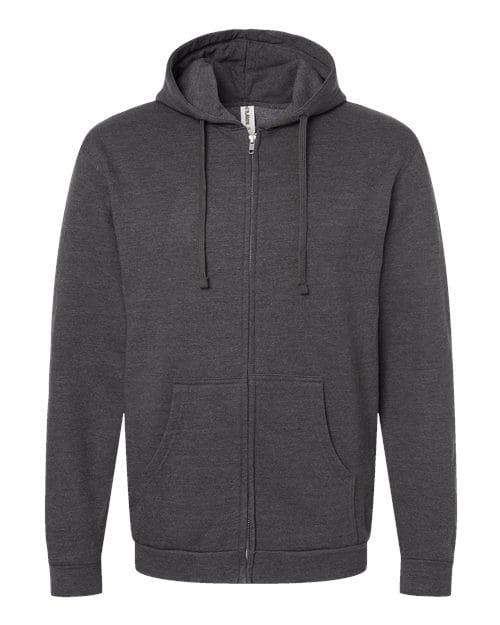 Tultex 331 Unisex Full-Zip Hooded Sweatshirt in Heather Charcoal