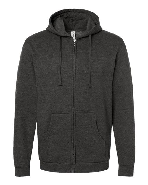Tultex 331 Unisex Full-Zip Hooded Sweatshirt in Heather Graphite