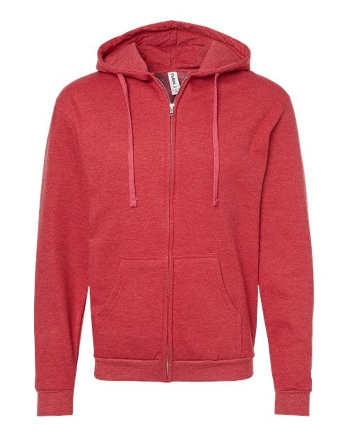 Tultex 331 Unisex Full-Zip Hooded Sweatshirt in Heather Red