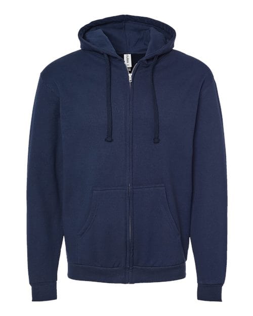 Tultex 331 Unisex Full-Zip Hooded Sweatshirt in Navy