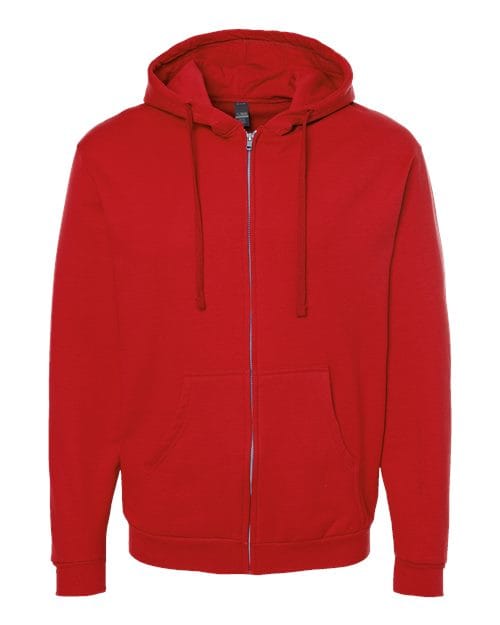 Tultex 331 Unisex Full-Zip Hooded Sweatshirt in Red