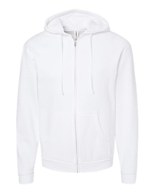 Tultex 331 Unisex Full-Zip Hooded Sweatshirt in White