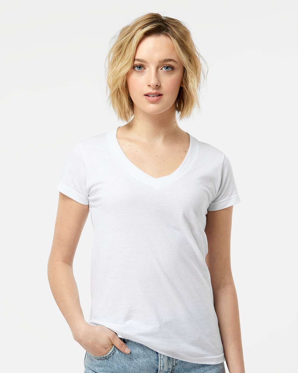 Tultex 10689 Tultex 214 Women's Fine Jersey V-Neck T-Shirt