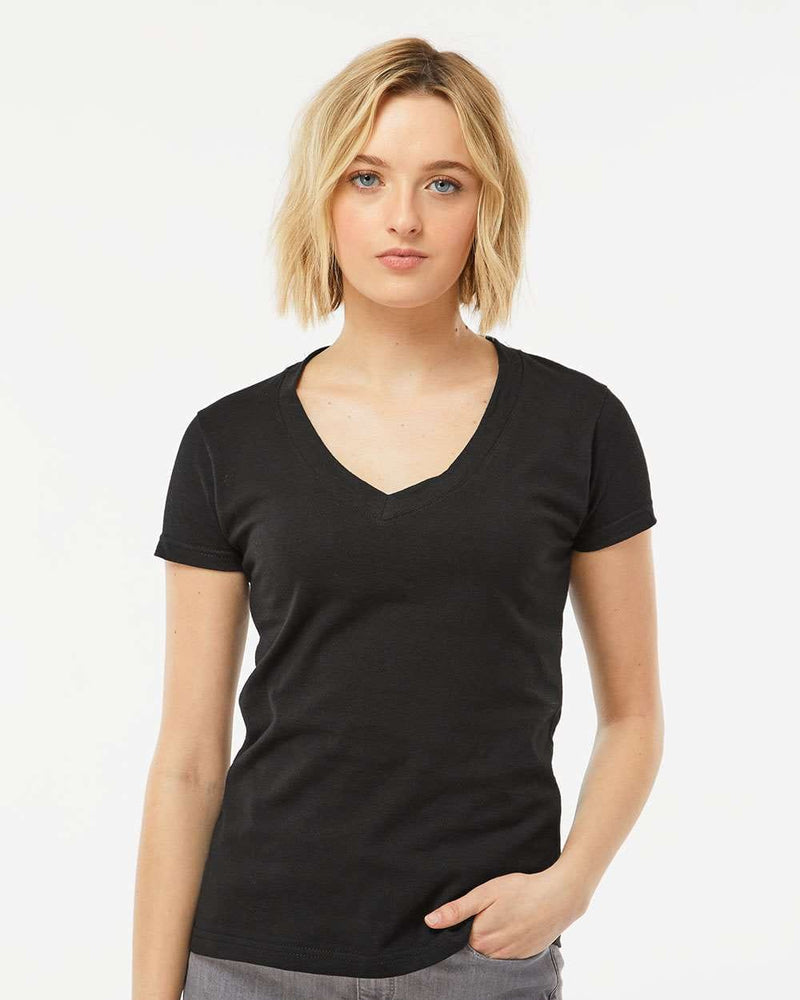 Tultex 10689 XS / Black Tultex 214: Women's Fine Jersey V-Neck T-Shirt