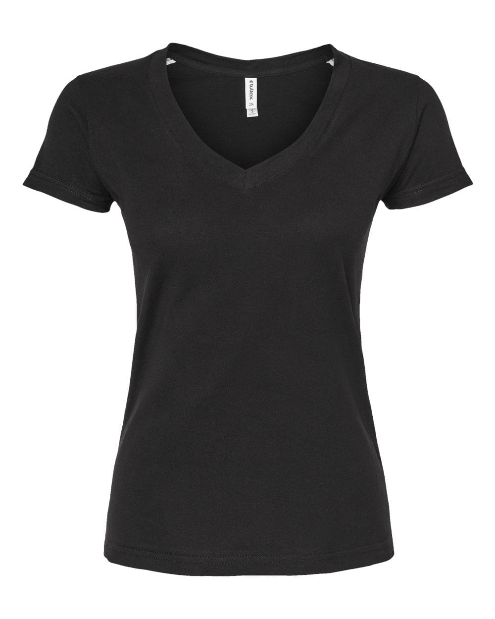 Tultex 10689 XS / Black Tultex 214 Women's Fine Jersey V-Neck T-Shirt