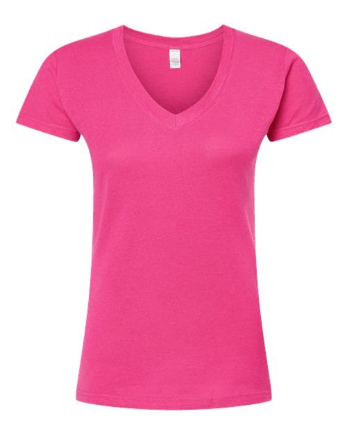 Tultex 10689 XS / Fuchsia Tultex 214: Women's Fine Jersey V-Neck T-Shirt