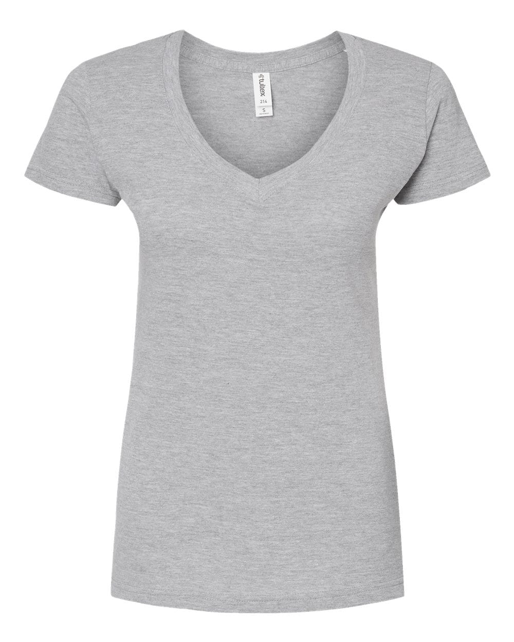 Tultex 10689 XS / Heather Grey Tultex 214 Women's Fine Jersey V-Neck T-Shirt