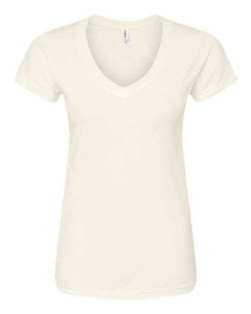 Tultex 10689 XS / Natural Tultex 214: Women's Fine Jersey V-Neck T-Shirt
