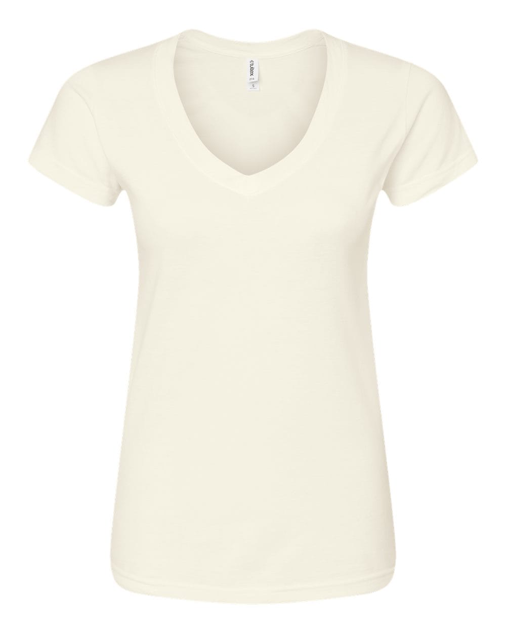 Tultex 10689 XS / Natural Tultex 214 Women's Fine Jersey V-Neck T-Shirt