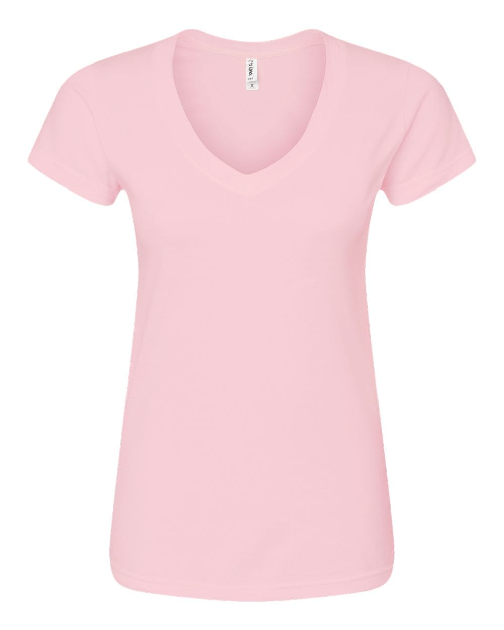 Tultex 10689 XS / Pink Tultex 214 Women's Fine Jersey V-Neck T-Shirt