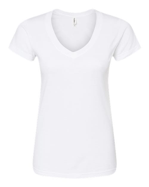 Tultex 10689 XS / White Tultex 214: Women's Fine Jersey V-Neck T-Shirt
