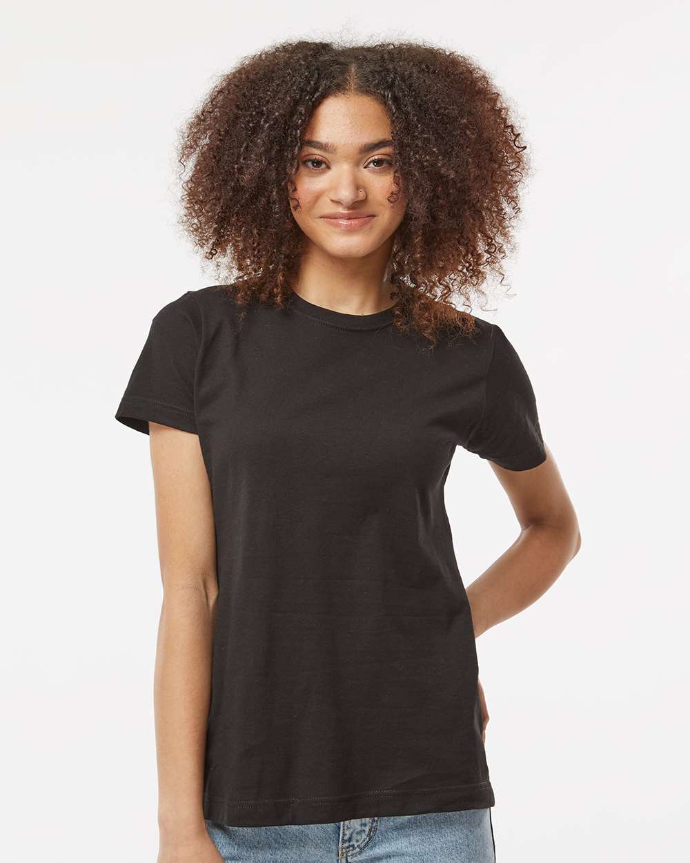 Tultex 10691 S / Black Tultex 216: Women's Fine Jersey Classic Fit T-Shirt