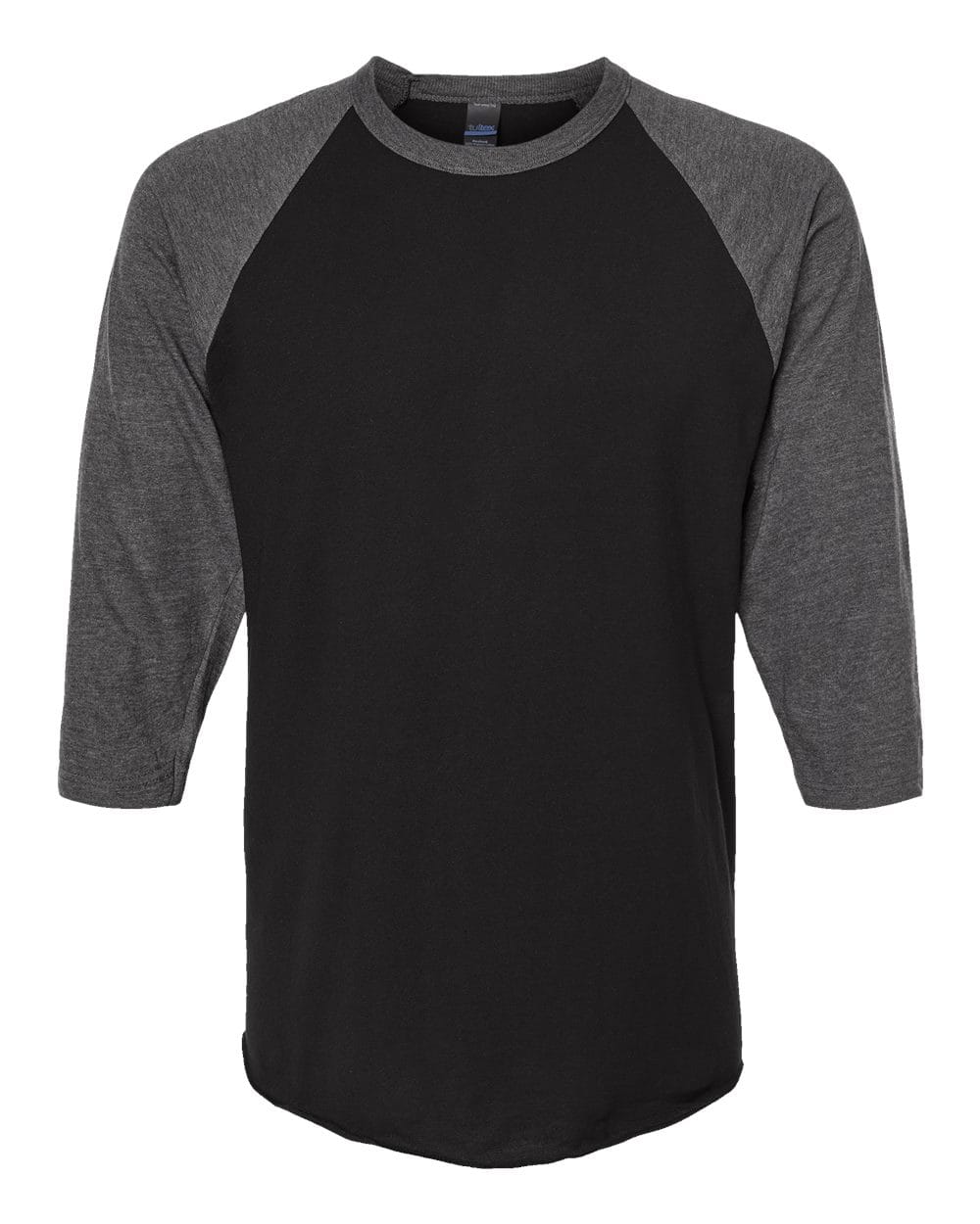 Tultex 10705 XS / Black/ Heather Charcoal Tultext 245 Unisex Fine Jersey Raglan T-Shirt