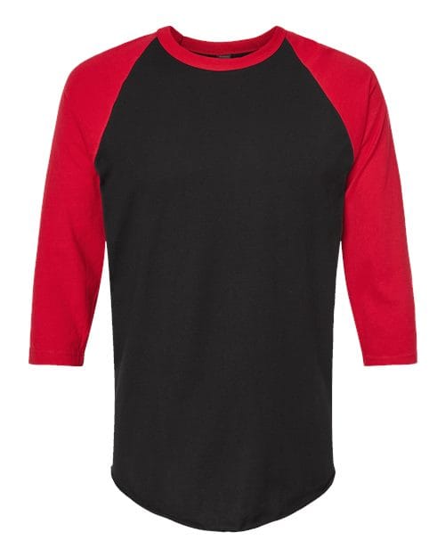 Tultex 10705 XS / Black/ Red Tultext 245: Unisex Fine Jersey Raglan T-Shirt