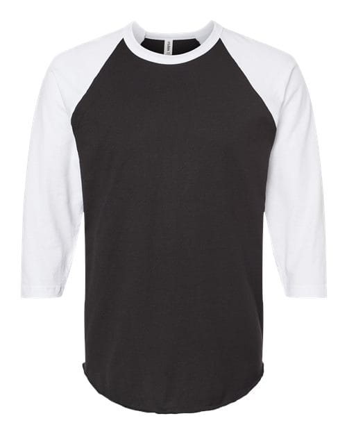Tultex 10705 XS / Black/ White Tultext 245: Unisex Fine Jersey Raglan T-Shirt