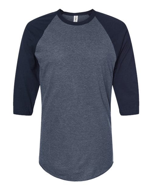 Tultex 10705 XS / Heather Denim/ Navy Tultext 245: Unisex Fine Jersey Raglan T-Shirt