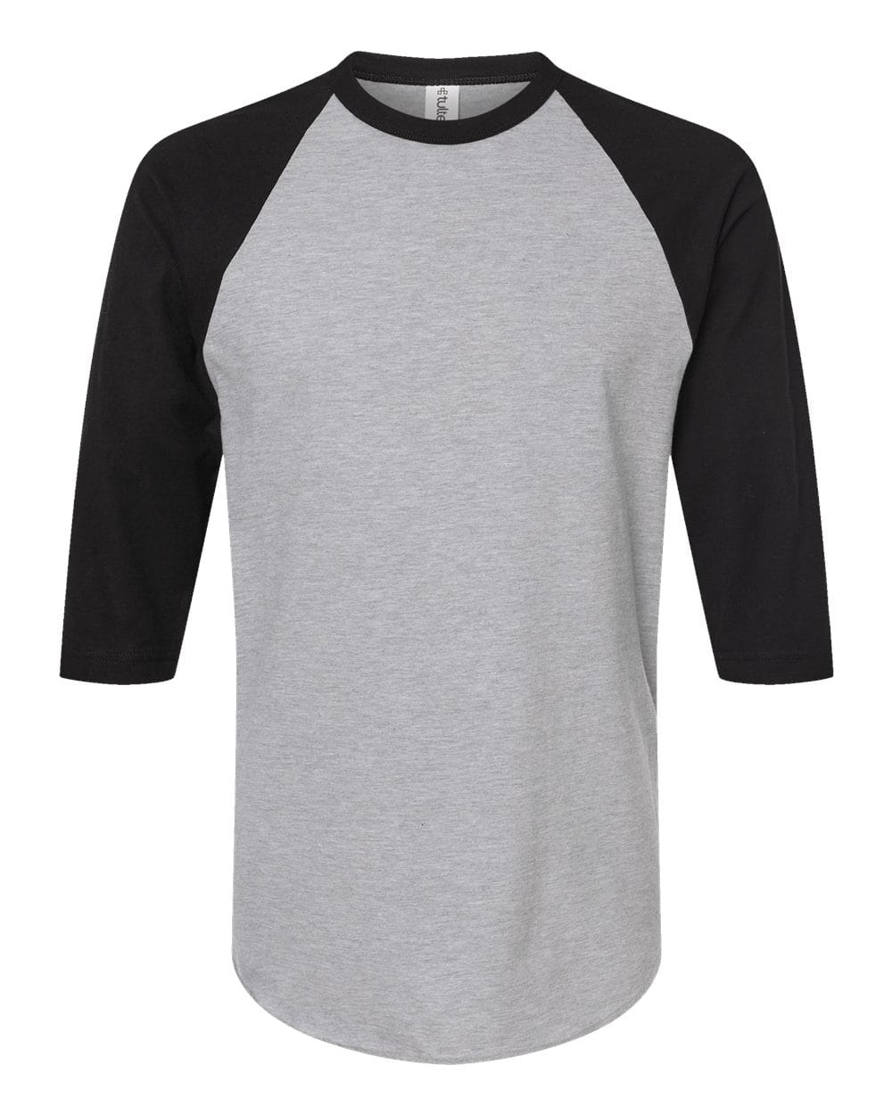 Tultex 10705 XS / Heather Grey/ Black Tultext 245 Unisex Fine Jersey Raglan T-Shirt
