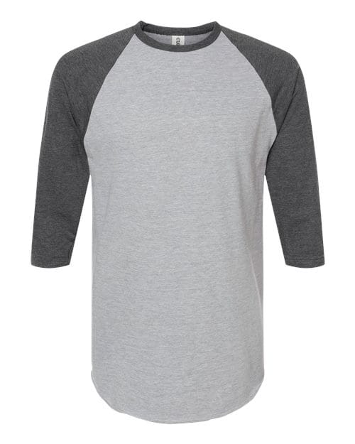 Tultex 10705 XS / Heather Grey/ Heather Charcoal Tultext 245: Unisex Fine Jersey Raglan T-Shirt