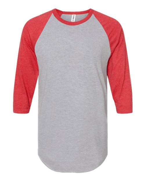 Tultex 10705 XS / Heather Grey/ Heather Red Tultext 245: Unisex Fine Jersey Raglan T-Shirt