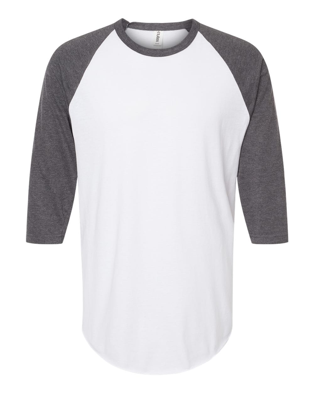 Tultex 10705 XS / White/ Heather Charcoal Tultext 245 Unisex Fine Jersey Raglan T-Shirt