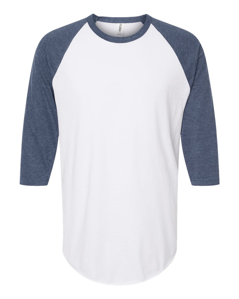 Tultex 10705 XS / White/ Heather Denim Tultext 245 Unisex Fine Jersey Raglan T-Shirt