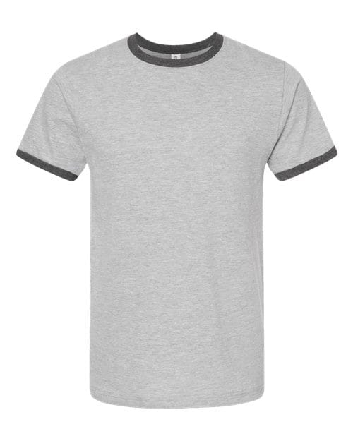 Tultex 10711 XS / Heather Grey/ Heather Charcoal Tultex 246: Unisex Fine Jersey Ringer T-Shirt