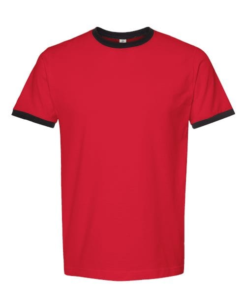 Tultex 10711 XS / Red/ Black Tultex 246: Unisex Fine Jersey Ringer T-Shirt