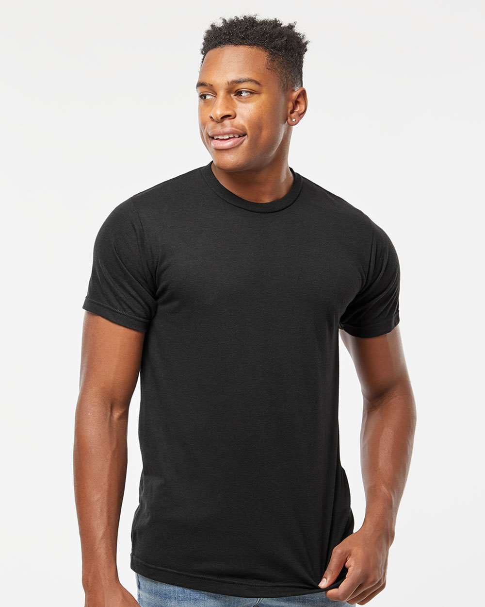Tultex 10718 XS / Solid Black Tri Blend Tultex 254 Men's Tri-Blend T-Shirt