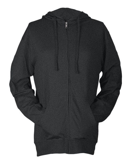 Tultex 10719 XS / Heather Charcoal 260-Unisex Beach Full-Zip Hooded Long Sleeve T-Shirt
