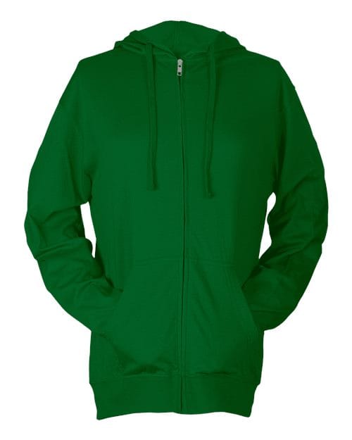 Tultex 10719 XS / Kelly Green 260-Unisex Beach Full-Zip Hooded Long Sleeve T-Shirt