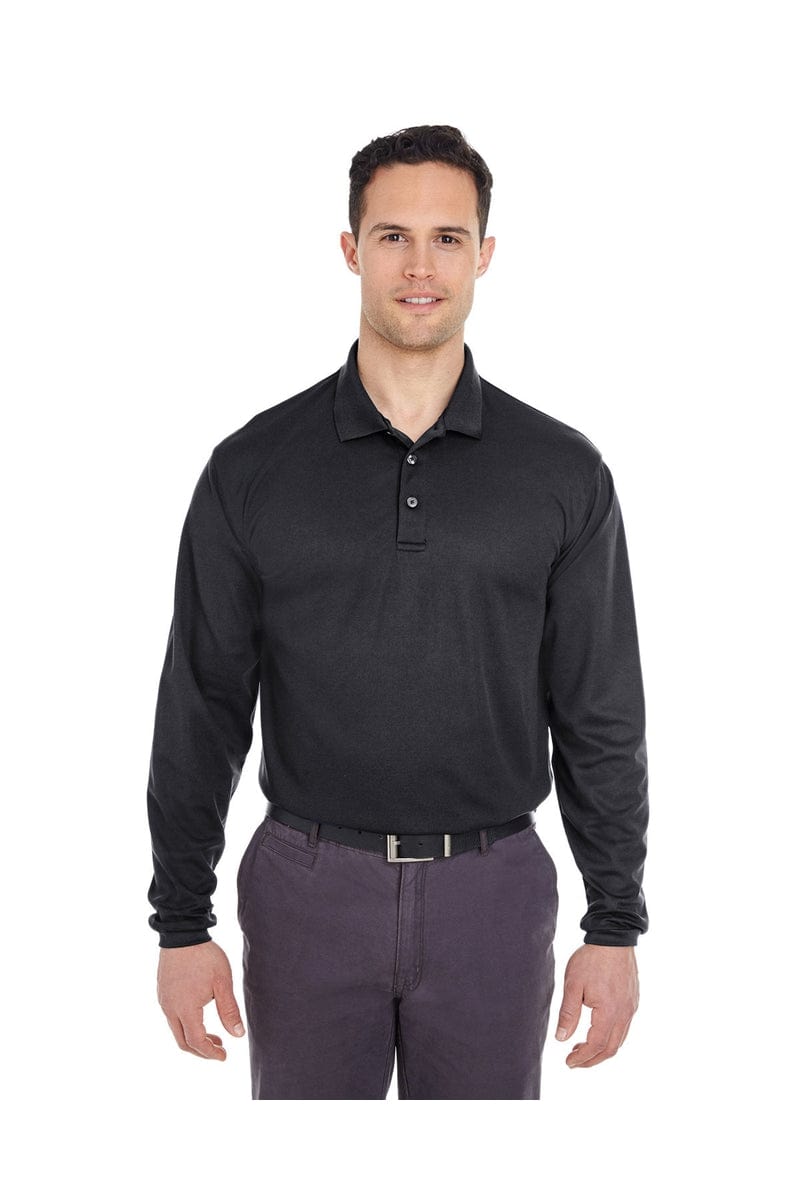 UltraClub Polos/Knits S / Black UltraClub 8210LS: Adult Cool & Dry Long-Sleeve Mesh Pique Polo