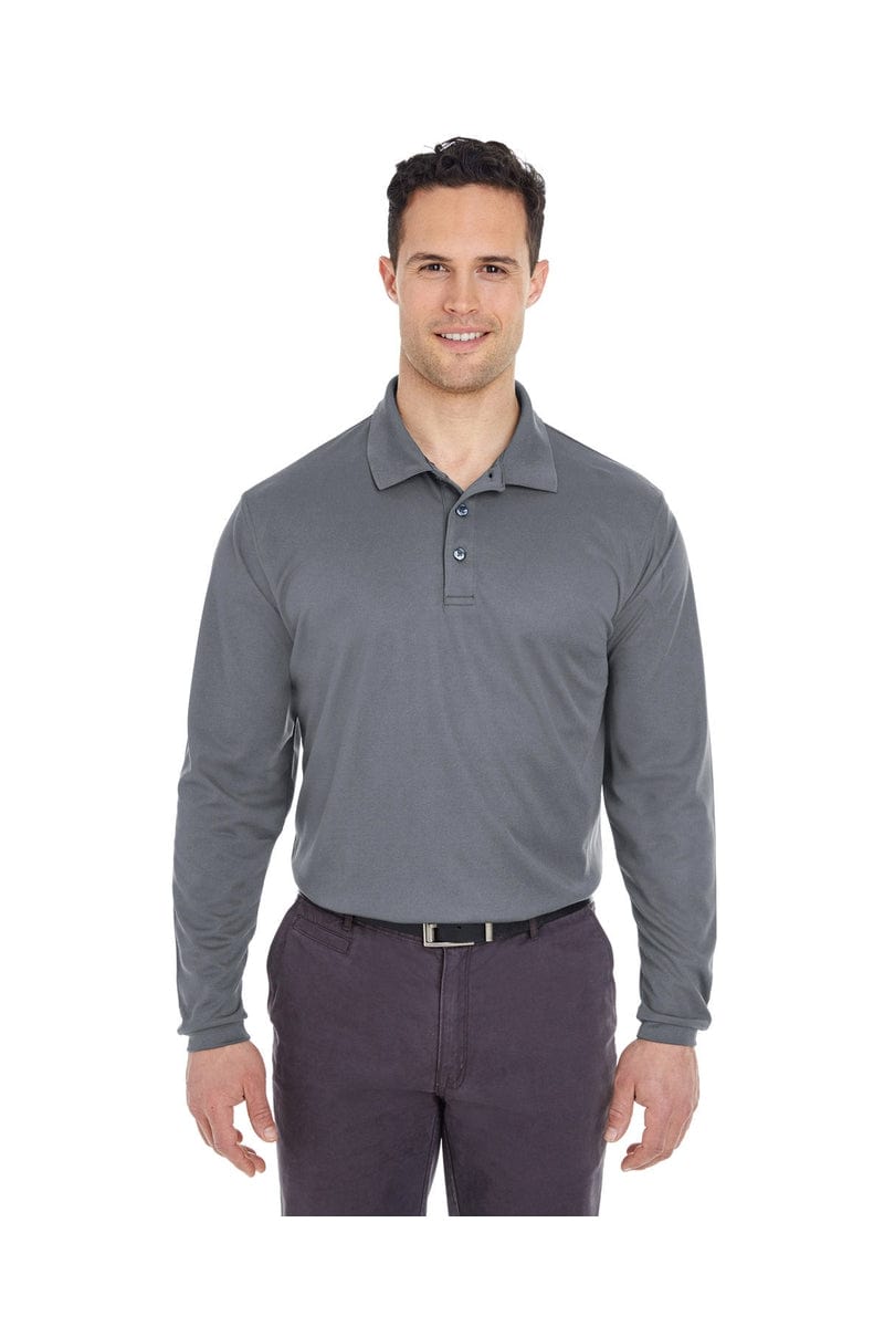 UltraClub Polos/Knits S / Charcoal UltraClub 8210LS: Adult Cool & Dry Long-Sleeve Mesh Pique Polo