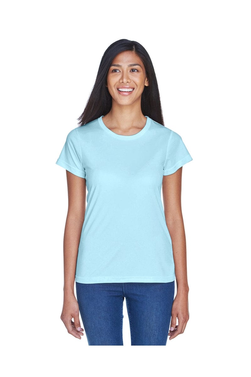 UltraClub 8420L: Ladies' Cool & Dry Sport Performance Interlock T-Shirt in Ice Blue
