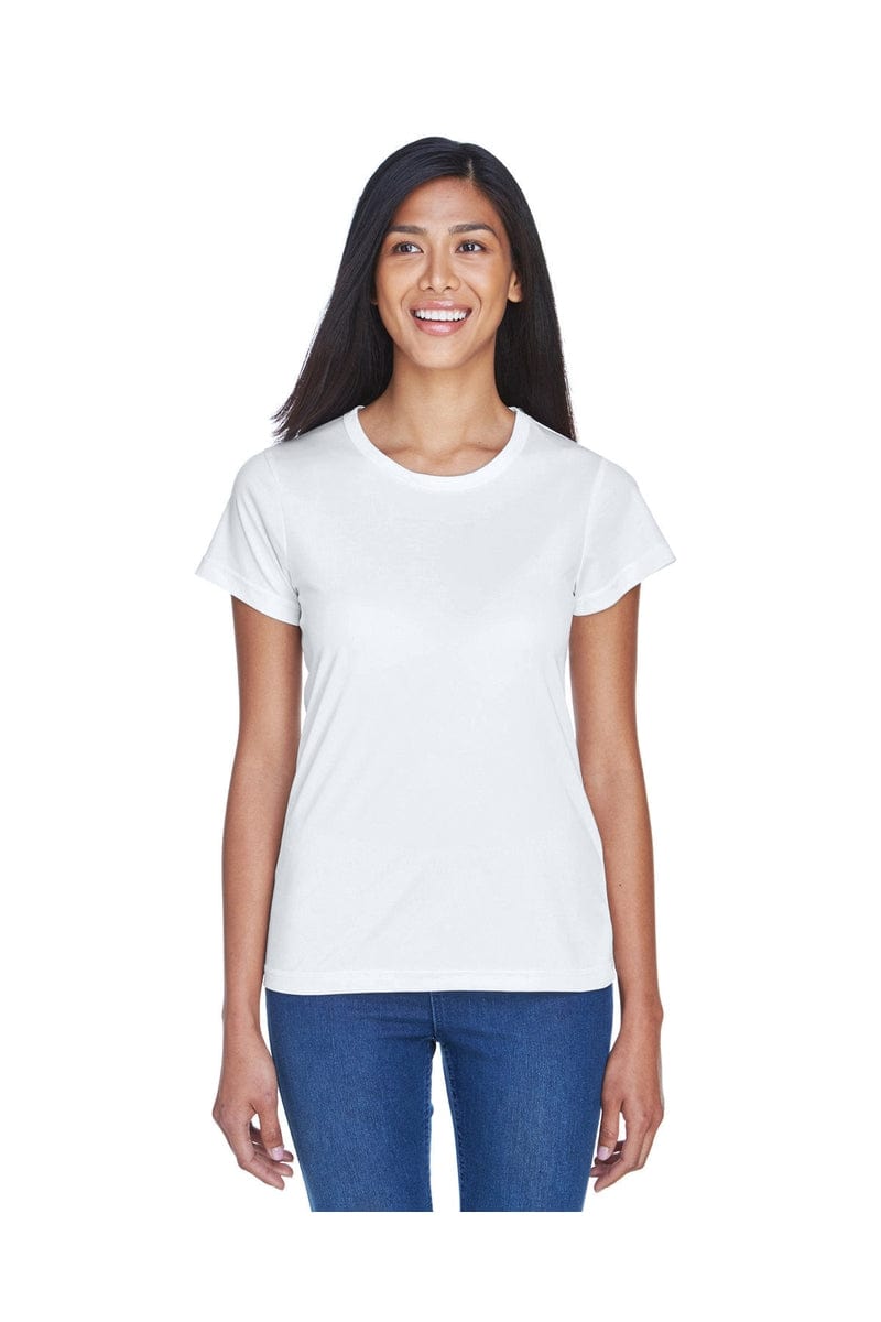 UltraClub 8420L: Ladies' Cool & Dry Sport Performance Interlock T-Shirt in White
