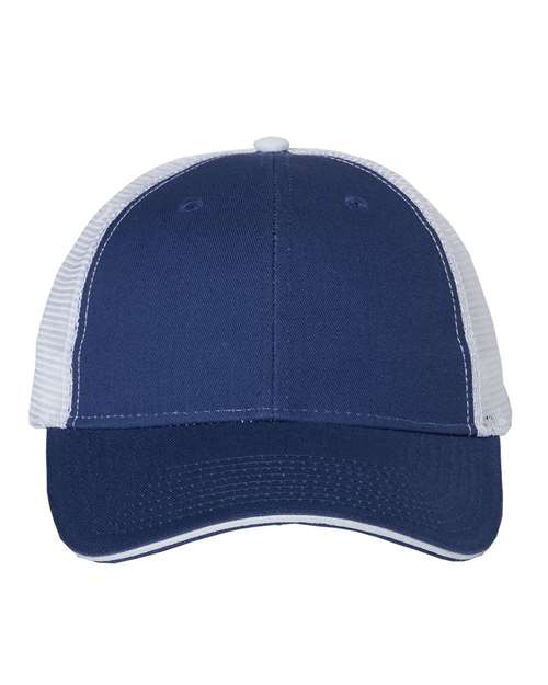 Valucap 2996 Adjustable / Royal/ White S102-Sandwich Trucker Cap