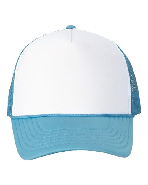 Valucap 445 Adjustable / White/ Baby Blue VC700-Foam Mesh-Back Trucker Cap