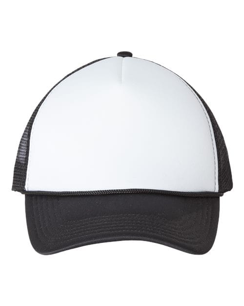 Valucap 445 Adjustable / White/ Black VC700-Foam Mesh-Back Trucker Cap