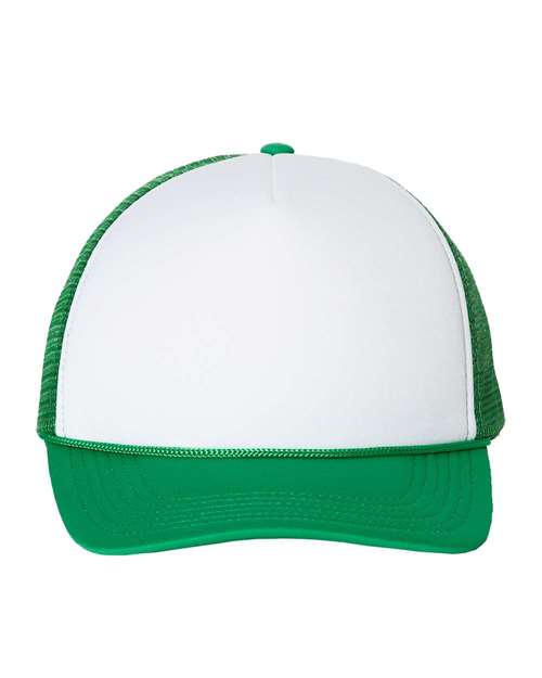 Valucap 445 Adjustable / White/ Kelly VC700-Foam Mesh-Back Trucker Cap