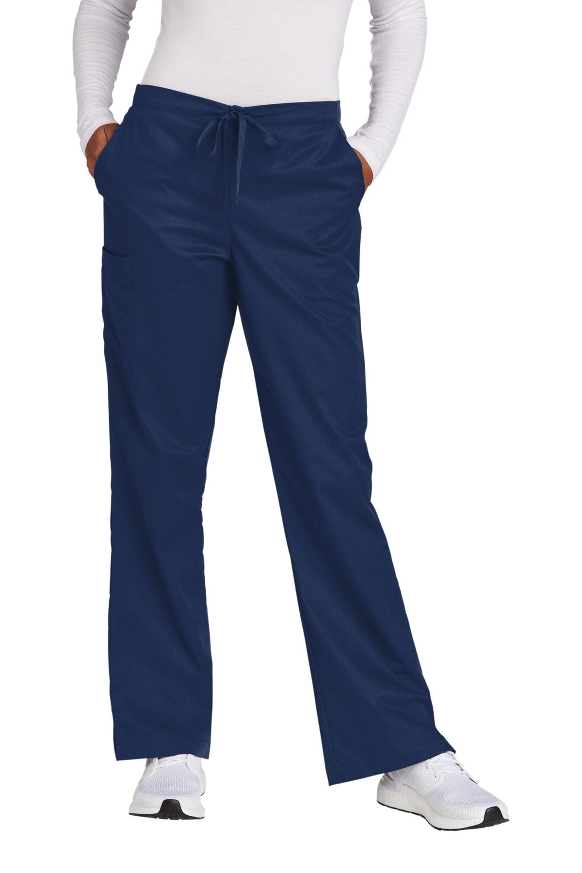 Wonderwink Workwear LP / Navy WonderWink WW4750P: Women's Petite WorkFlex Flare Leg Cargo Pant