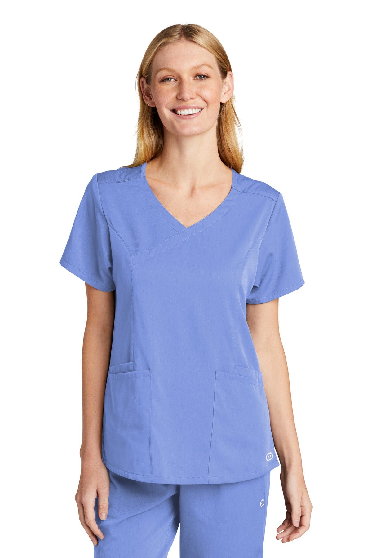 Wonderwink Workwear M / Ceil Blue WonderWink WW4268: Women's Premiere Flex Mock Wrap Top