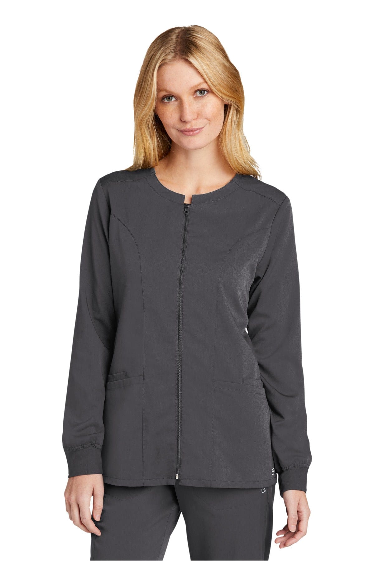 Wonderwink Workwear S / Pewter WonderWink WW4088: Women's Premiere Flex Full-Zip Scrub Jacket
