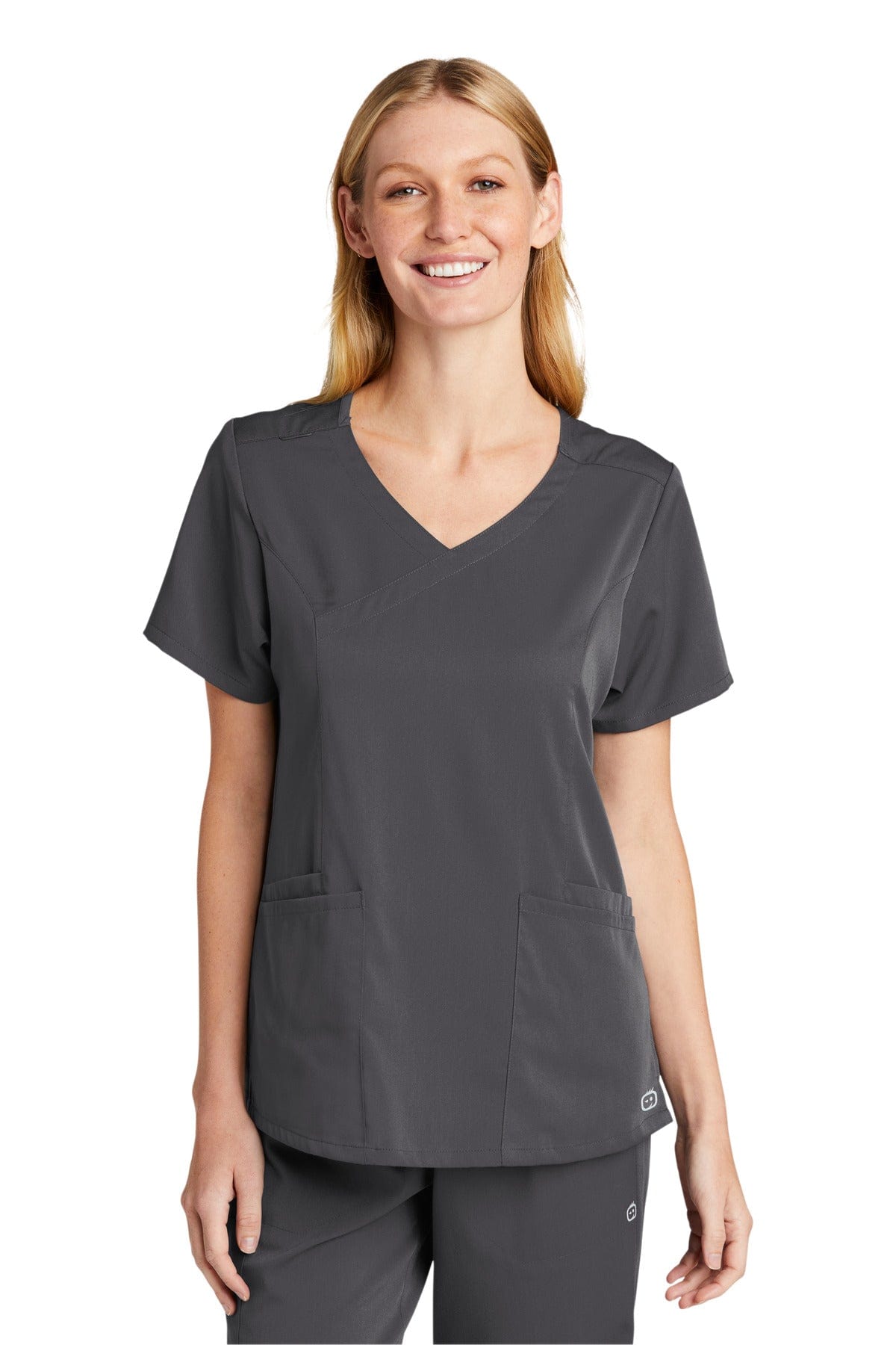Wonderwink Workwear M / Pewter WonderWink WW4268: Women's Premiere Flex Mock Wrap Top