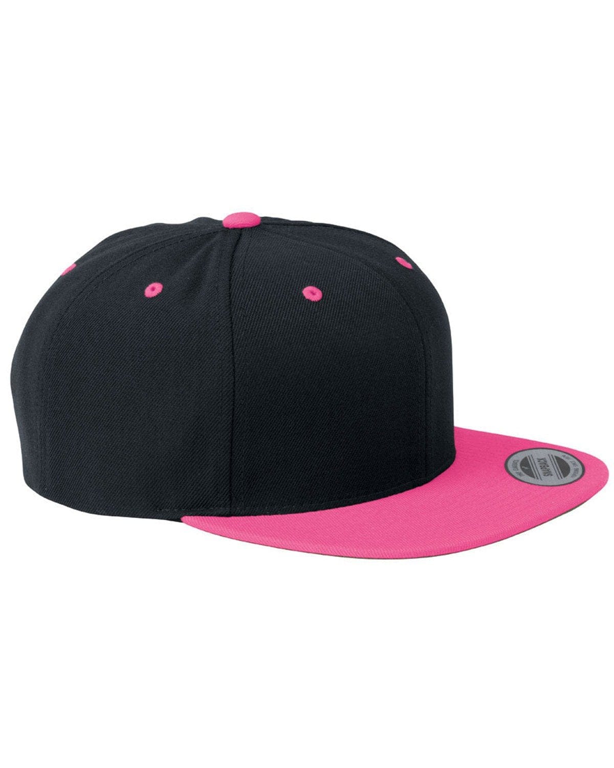 Yupoong Headwear OS / Black/ Neon Pink Yupoong 6089: Adult 6-Panel Structured Flat Visor Classic Snapback
