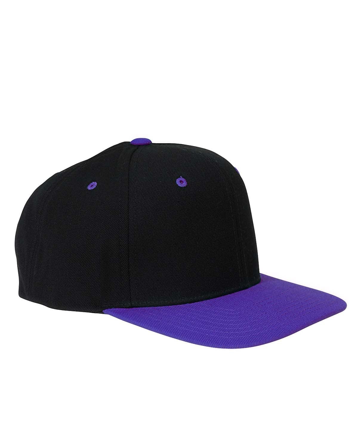 Yupoong Headwear OS / Black/ Purple Yupoong 6089: Adult 6-Panel Structured Flat Visor Classic Snapback