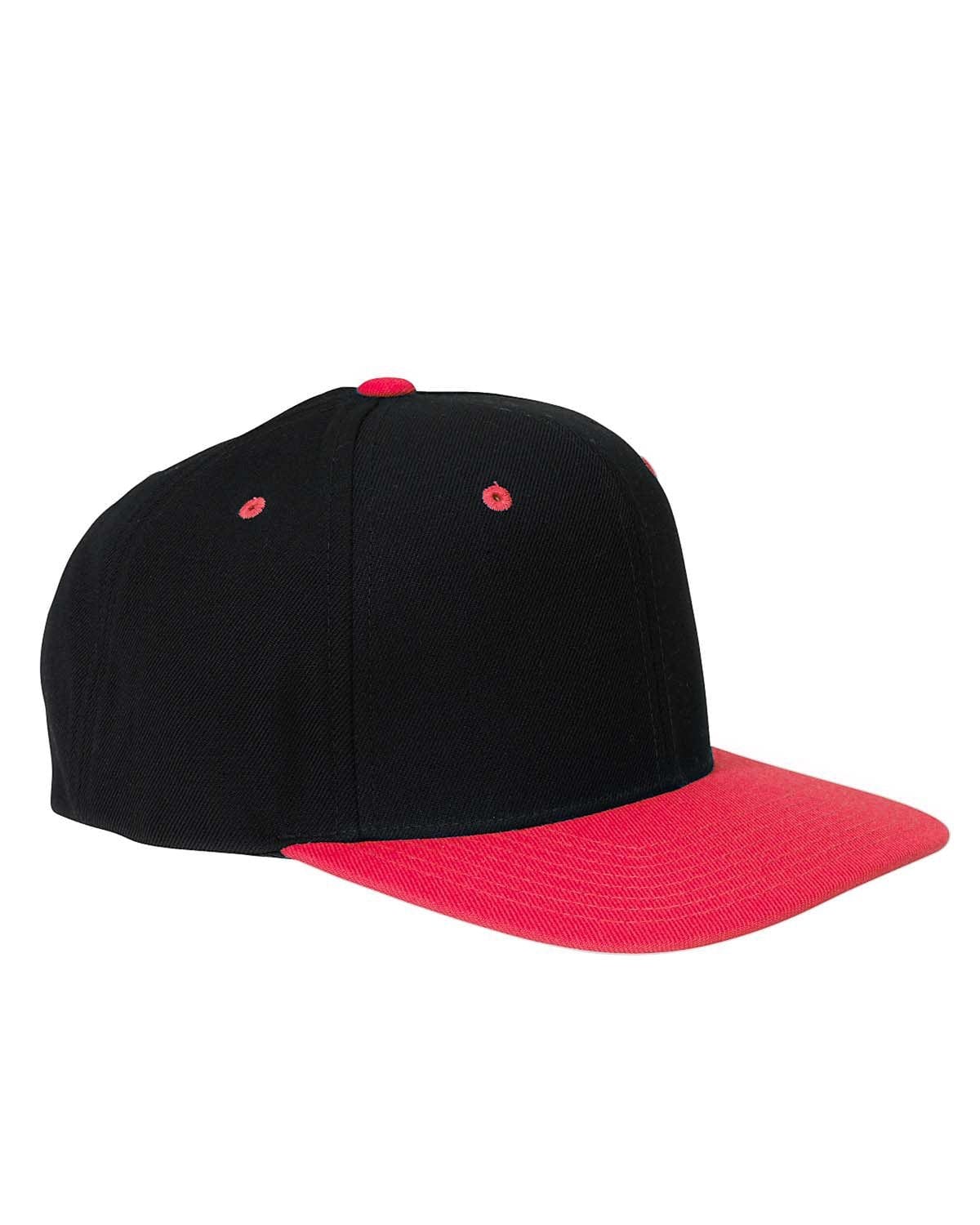 Yupoong Headwear OS / Black/ Red Yupoong 6089: Adult 6-Panel Structured Flat Visor Classic Snapback