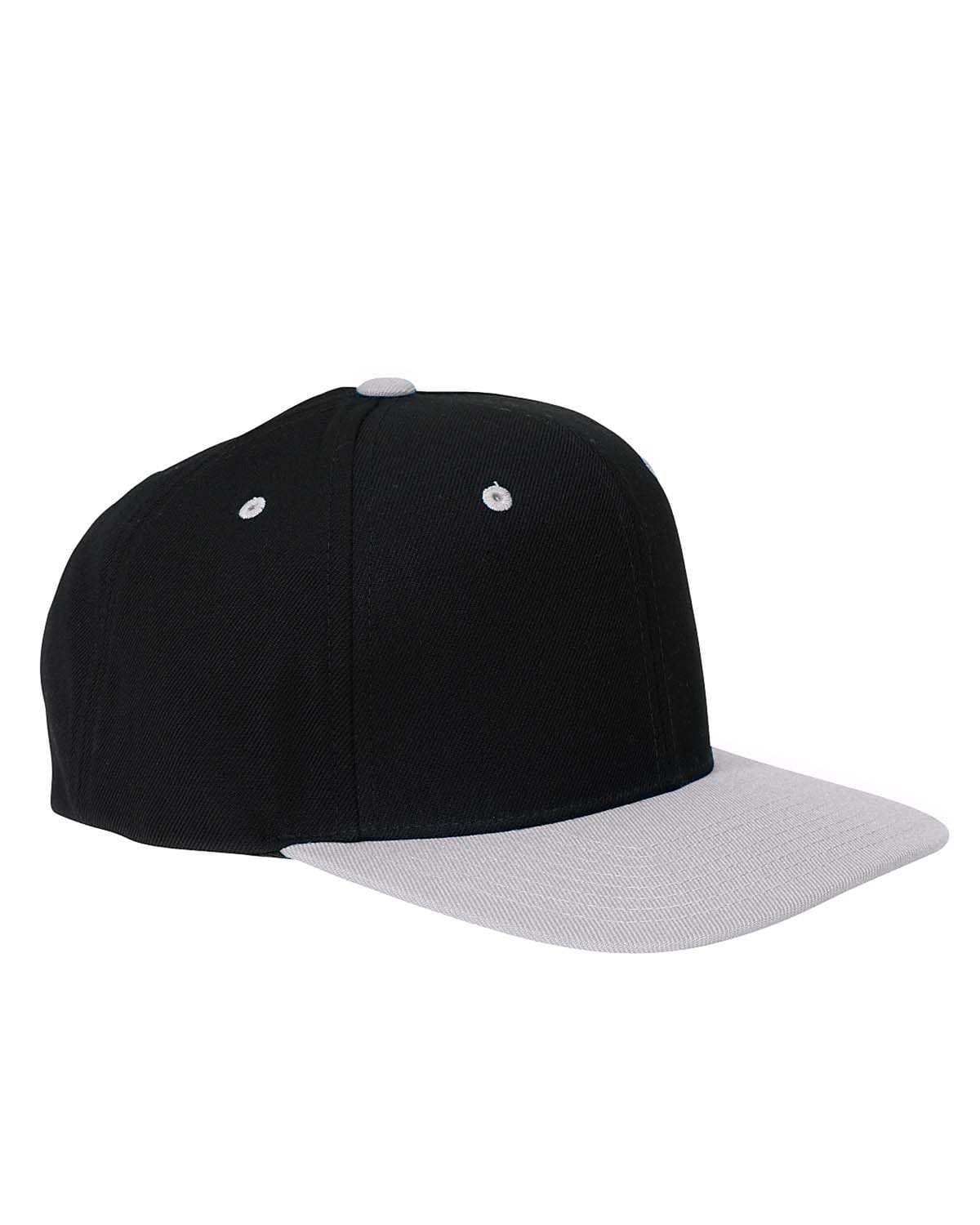 Yupoong Headwear OS / Black/ Silver Yupoong 6089: Adult 6-Panel Structured Flat Visor Classic Snapback