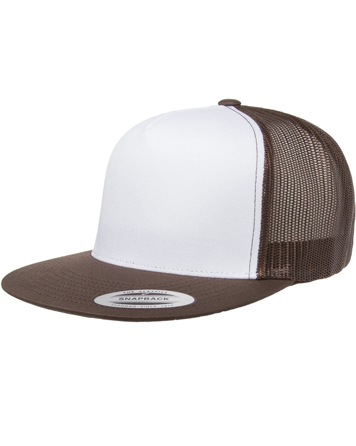 Yupoong Headwear OS / Brown/ Wht/ Brwn Yupoong 6006W: Adult Classic Trucker with White Front Panel Cap